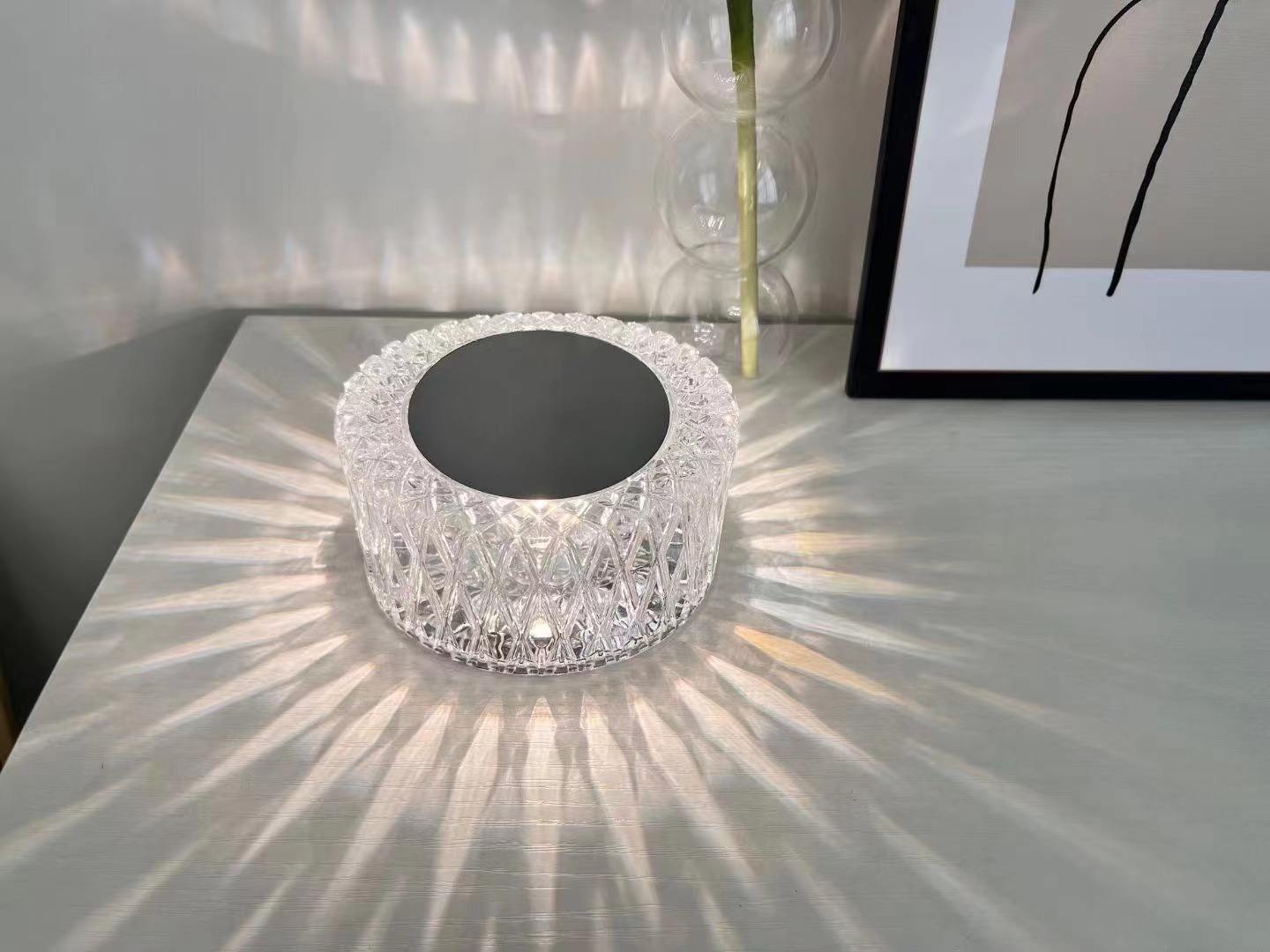lámpara de mesa de cristal acrílico