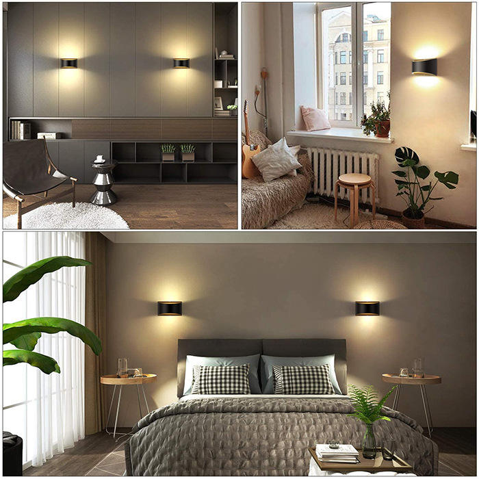 10 W Auf- und Ab-Wandleuchten, gold-silberne LED-Aluminium-Wandleuchte, LED-Wandleuchte für Schlafzimmer-Wohnzimmer-Korridor-Beiseite-Beleuchtung