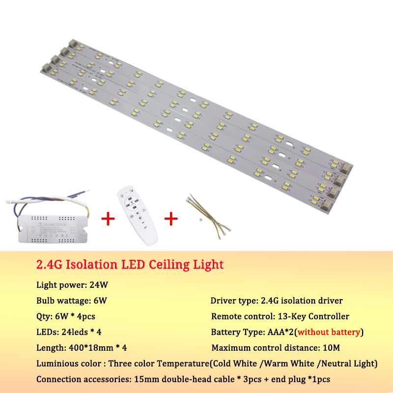 24W dimmable LED plafonnier lumineux tricolore ajuster 5730SMD source de lumière éclairage infrarouge contrôle chambre downlight