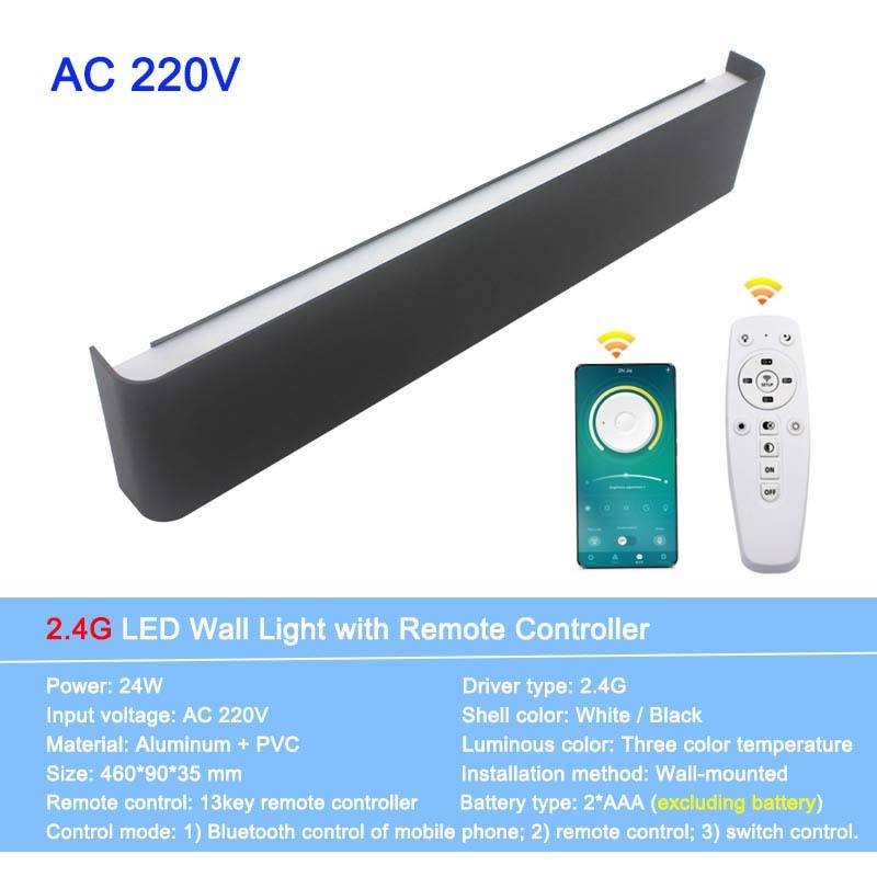 Heißer Verkauf Ed Aluminium Wand Lampe 2,4g Smart App Fernbedienung Streifen Oben Und Unten Wand Lampe Wohnzimmer TV hause Lampe Spiegel Vorne L