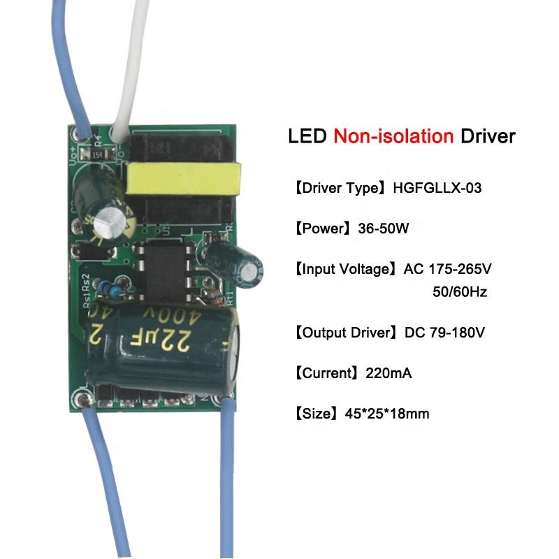 8–50 W LED-Lampentreiber, Lichttransformator, Eingang AC175–265 V, Netzteil, 220 mA Strom für LED-Spot-Glühbirnen-Chip