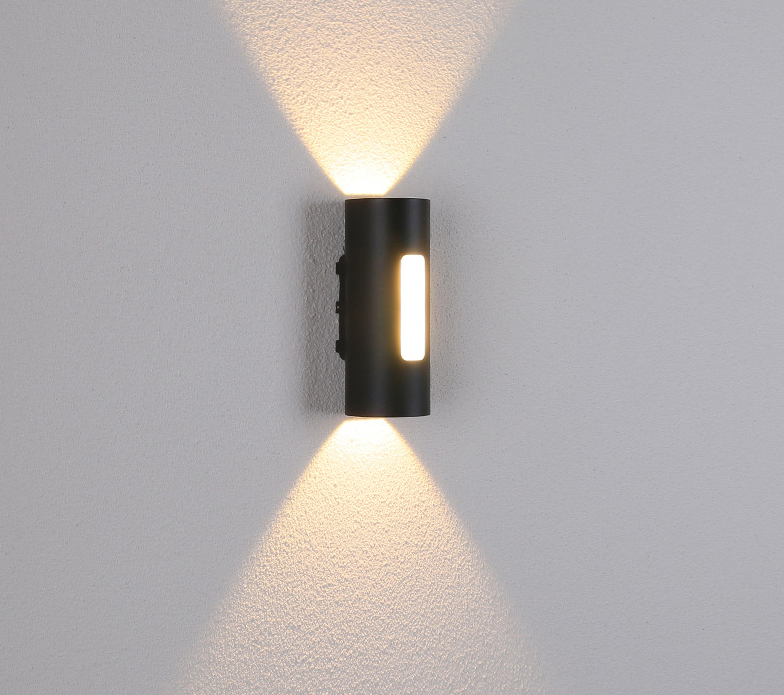 Schwarz-weiße Dekorationsapplikation Murale Led Square Round Up And Down Light Ip65 Wasserdicht neben der LED-Zylinderlicht-Wandleuchte