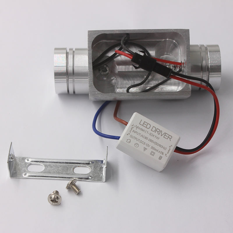 2x1W AC85-265V luces de pared LED modernas de aluminio lámpara de pared aplique de luz de espejo para decoración de pared interior o iluminación