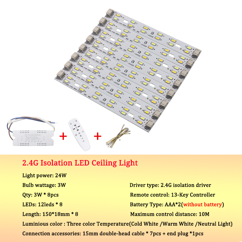 24W dimmable LED plafonnier lumineux tricolore ajuster 5730SMD source de lumière éclairage infrarouge contrôle chambre downlight