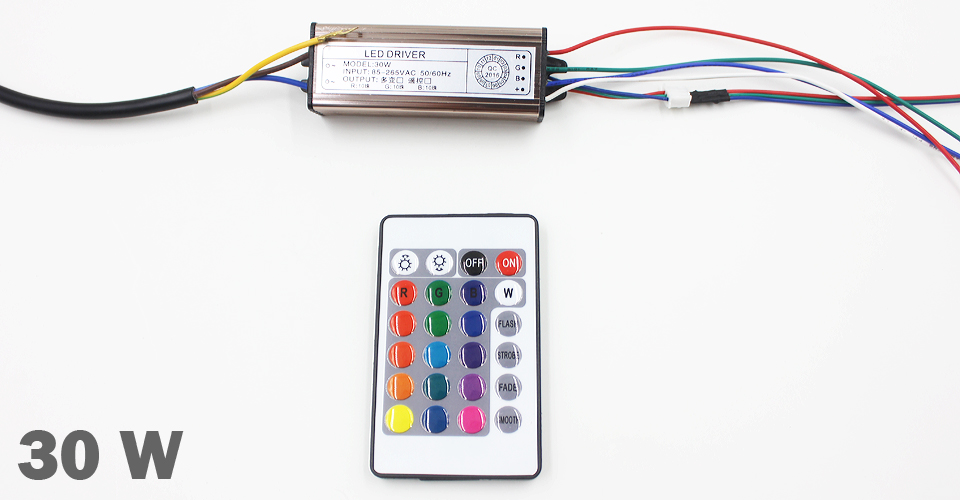 Controlador LED de 10-100W, fuente de alimentación de AC85-265V DC25-38V, transformadores Led impermeables IP66 + mando a distancia RGB para luz Led DIY