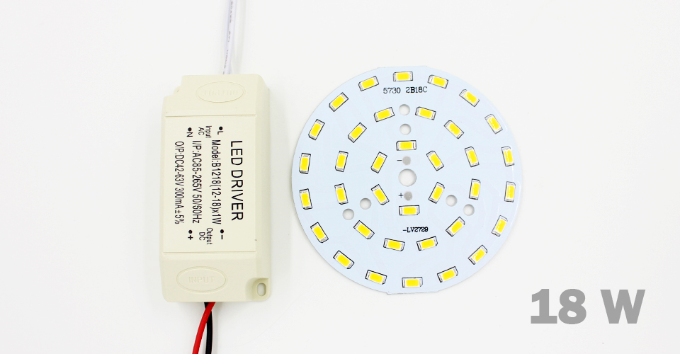 3W 5W 7W 9W 12W 15W 18W 24W SMD5730 Leuchtdiodenchip + Kunststoffgehäuse LED-Treiber-Netzteil für LED-Deckenleuchte