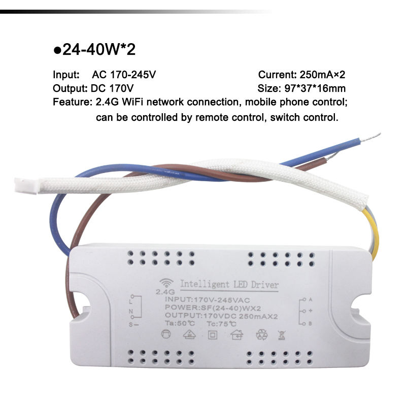 2.4G WIFI sécurité plastique pilote 15-24W connexion Bluetooth éclairage transformateur de puissance AC100-240VLED plafonnier
