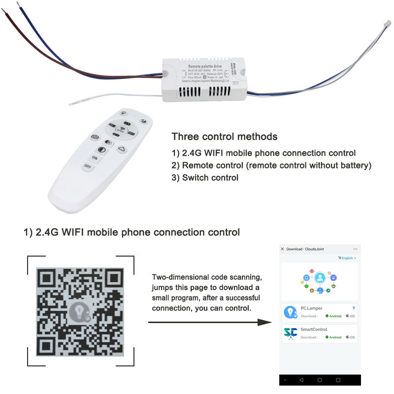 2,4 G WIFI Sicherheits-Kunststoff-Treiber 15–24 W Bluetooth-Verbindung Beleuchtung Leistungstransformator AC100–240 VLED-Deckenleuchte