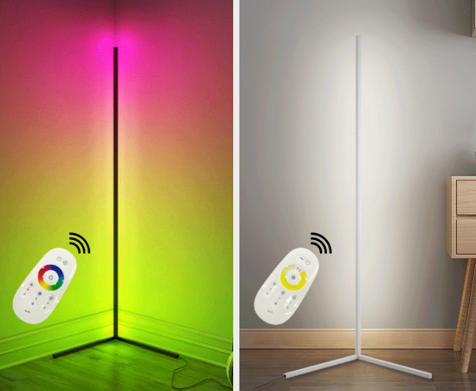 Bunte netzrote Wohnzimmer-Ecklampe, Live-Dreieck-Fülllicht-Atmosphärenlampe, LED-Dimm-RGB-Stehlampe