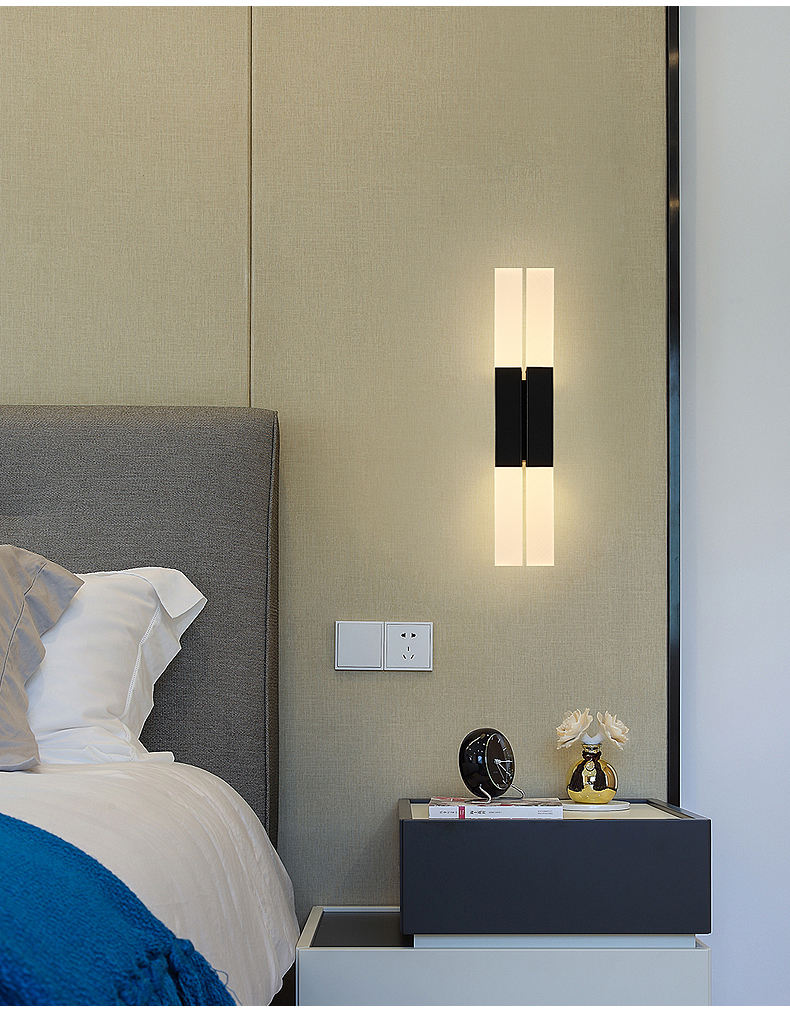 Modernas y sencillas lámparas LED de pared para interiores de 12 W, lámpara de noche para dormitorio, iluminación para pasillo, candelabro para sala de estar, luces de pared acrílicas