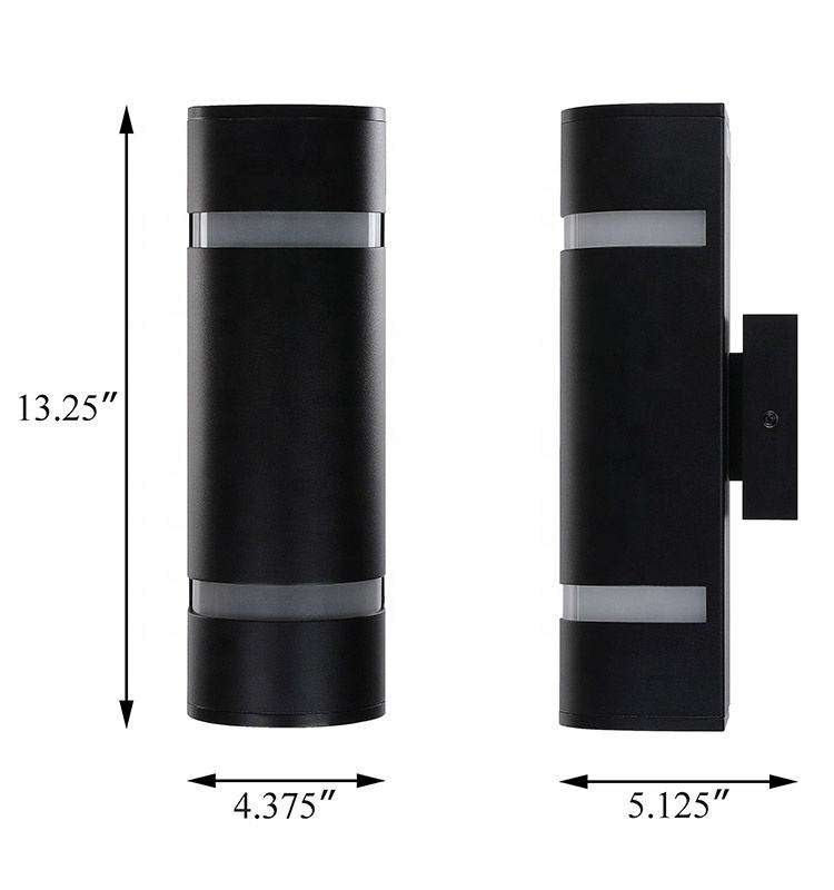 Moderne schwarze, wasserdichte Wandleuchte, Aluminium-Wandleuchte, 2-flammige Außenwandleuchte, AC85-265, Up-and-Down-Lampe