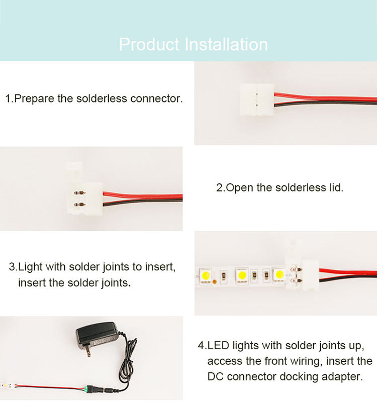 Doppelter LED-Streifen-Anschluss, 2-polig, 10 mm, mit kabelloser Verbindung, kein Löten/Schweißen erforderlich, für 5050/5630 LED-Streifen