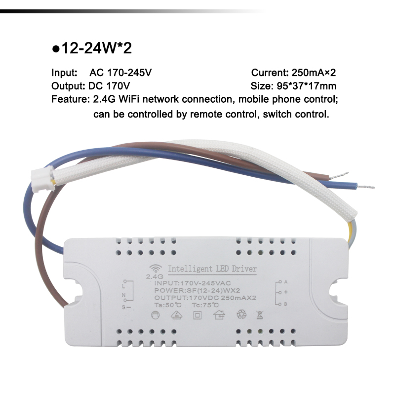 2.4G WIFI sécurité plastique pilote 15-24W connexion Bluetooth éclairage transformateur de puissance AC100-240VLED plafonnier