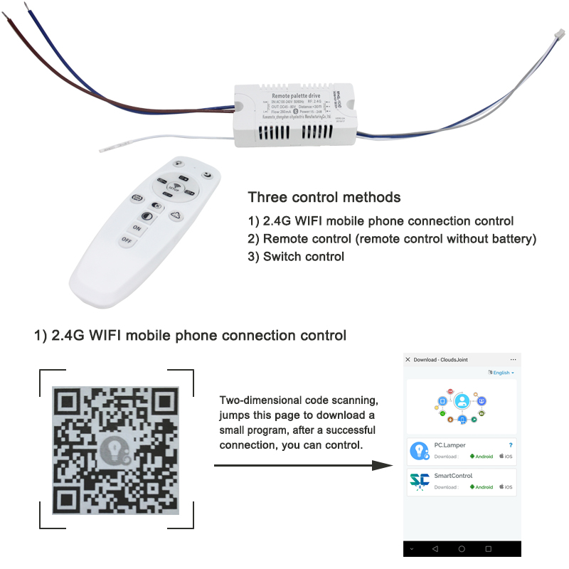 2,4 G WIFI Sicherheits-Kunststoff-Treiber 15–24 W Bluetooth-Verbindung Beleuchtung Leistungstransformator AC100–240 VLED-Deckenleuchte