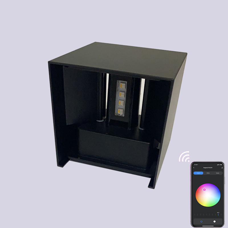 Wasserdichte Wandleuchte Hagood Wifi Wandmontierte LED-Wandleuchte RGB neben Farbwechsel mit Google Assistant und Amazon Alexa