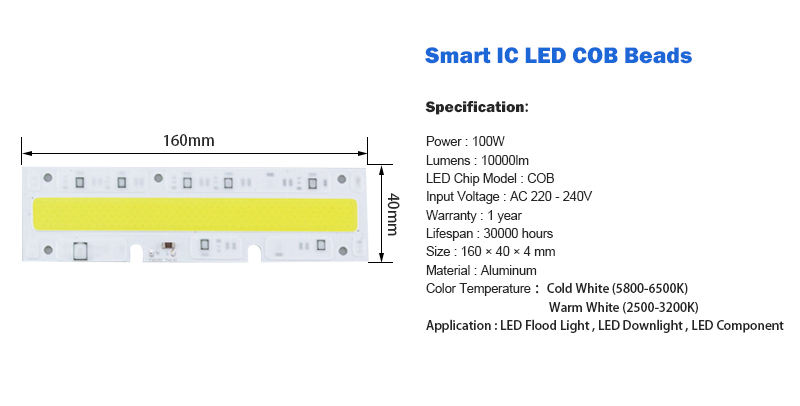 LED COB Licht Chip 30W 50W 70W 100W 150W LED Birne Chip 220V Eingang Smart IC LED Treiber für DIY LED Flutlicht