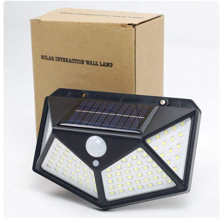 100LED applique solaire cour quatre côtés lampe solaire électroluminescente corps humain induction étanche lampe extérieure