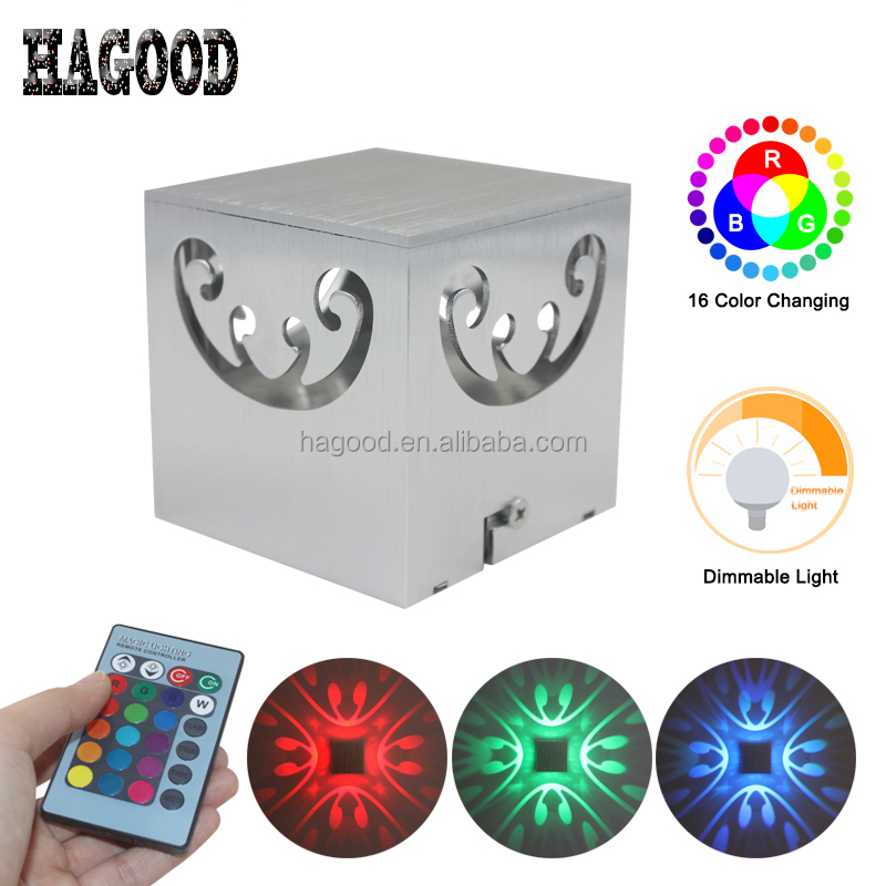 Lámpara de pared LED RGB nórdica de mariposa de 4 lados para decoración de dormitorio, luz de pared, sala de estar, iluminación colorida para fiestas interiores