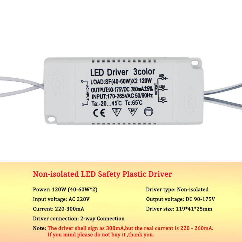 8–120 W LED-Treiber-Netzteil für AC220 V, nicht isolierender Transformator, Deckenleuchte, Ersatz-Glühbirnen-Chip