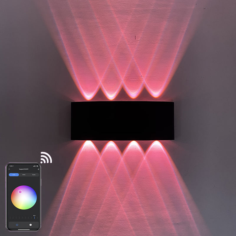 2023 Tuya APP Smart home WiFi APP controlada 85-265V RGBW IP65 aluminio impermeable led lámpara de jardín led inteligente al aire libre arriba y abajo