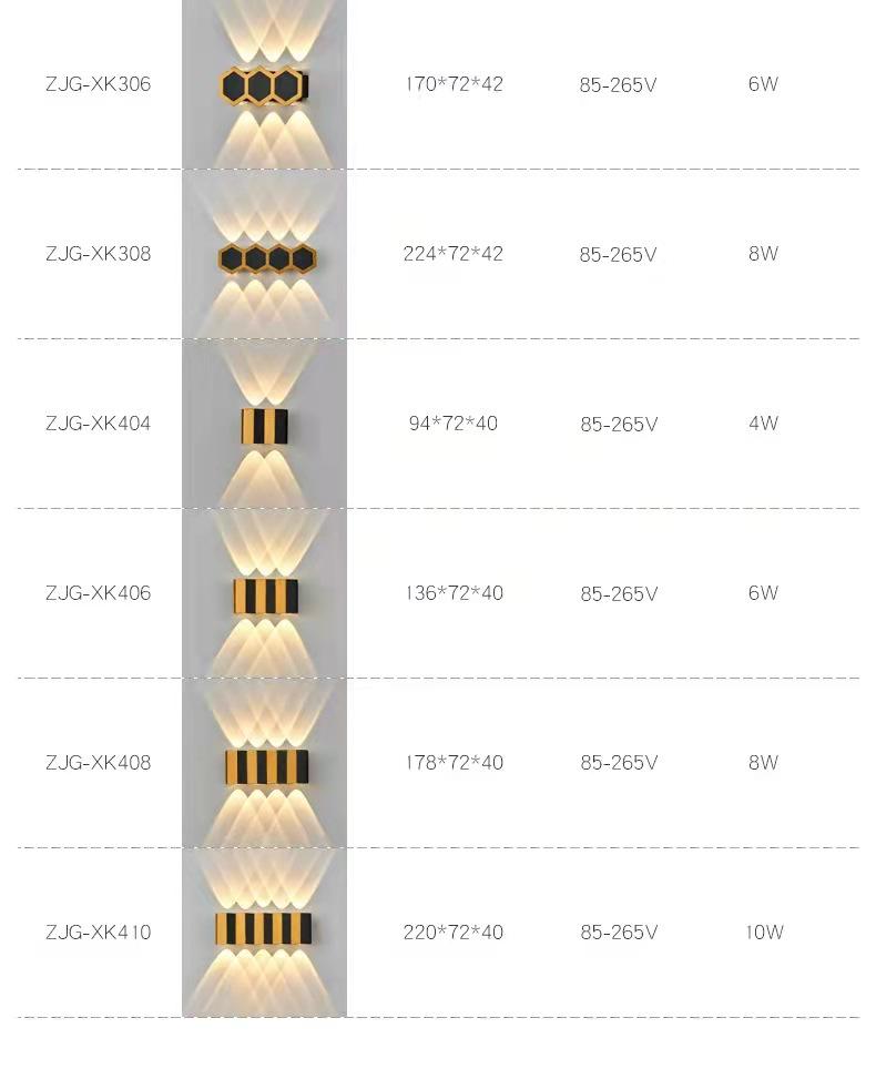 4W 6W 8W 10W LED-Wandleuchte, rechteckig, goldfarben, schwarz, nach oben und unten leuchtende Körperlampe, Beleuchtungsstil, moderne Wandleuchte