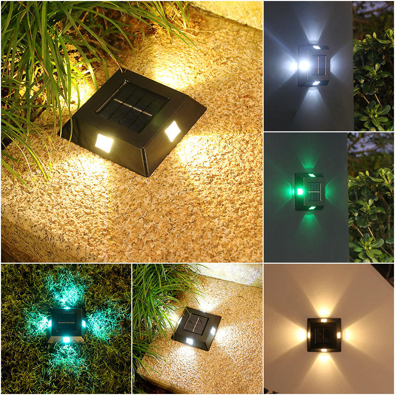Lampe solaire à 4 LED IP65 étanche applique murale de cour pour jardin et décoration de villa 4 LED lampe solaire IP65 étanche applique murale de cour pour jardin et décoration de villa