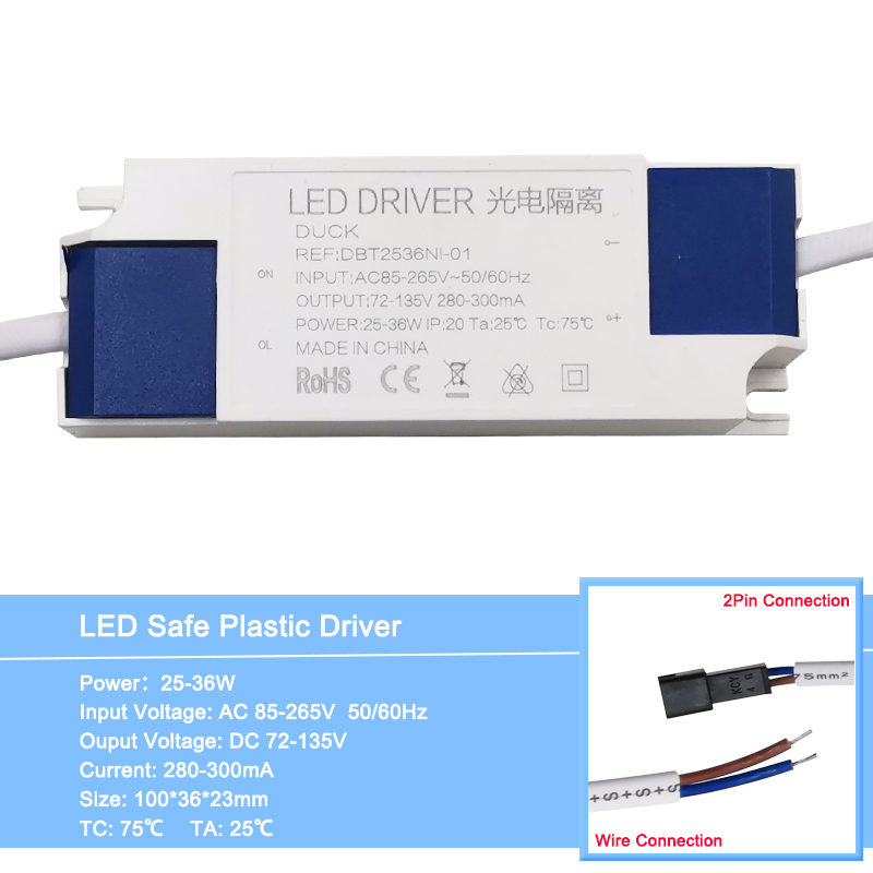 1-36W LED-Beleuchtungstransformatoren Netzteil AC100-240V Hochwertiger LED-Konstantstrom-Treiberadapter 300mA für LED-Leuchten