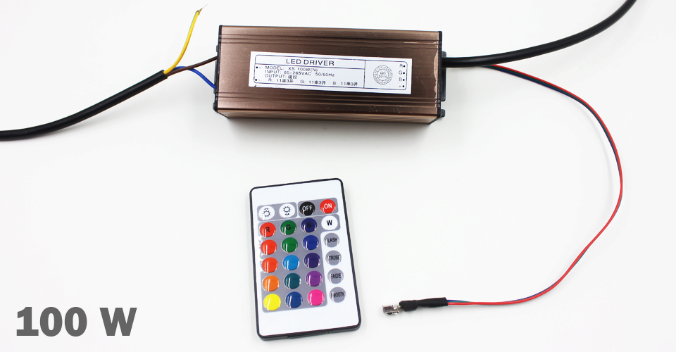 Controlador LED de 10-100W, fuente de alimentación de AC85-265V DC25-38V, transformadores Led impermeables IP66 + mando a distancia RGB para luz Led DIY