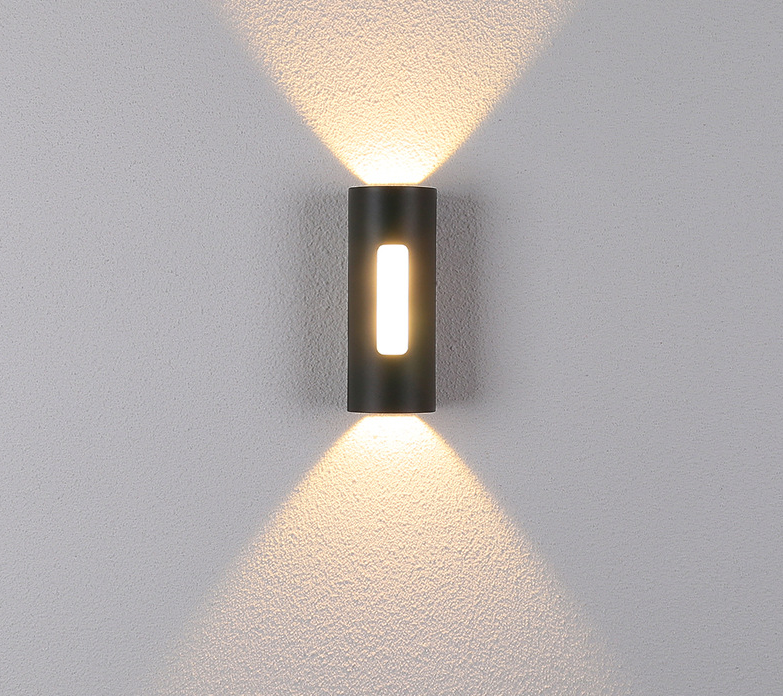 Schwarz-weiße Dekorationsapplikation Murale Led Square Round Up And Down Light Ip65 Wasserdicht neben der LED-Zylinderlicht-Wandleuchte