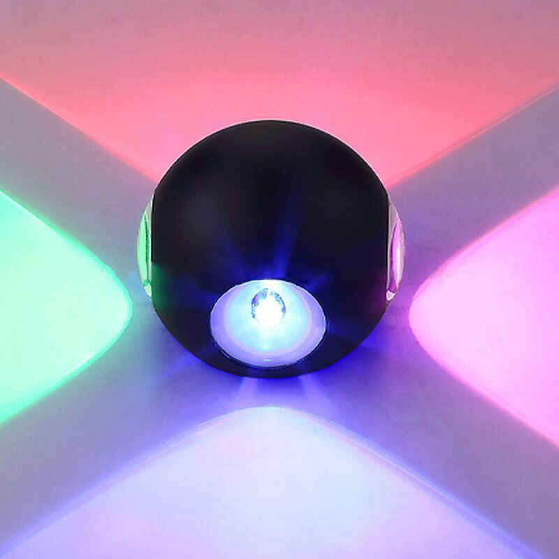 LED-Wandleuchte, hochwertig, schwarz, vierseitig, 12 W, rund, wasserdicht, Wandleuchte für den Außenbereich, für Garten, dekorativ, bunt, oben und unten