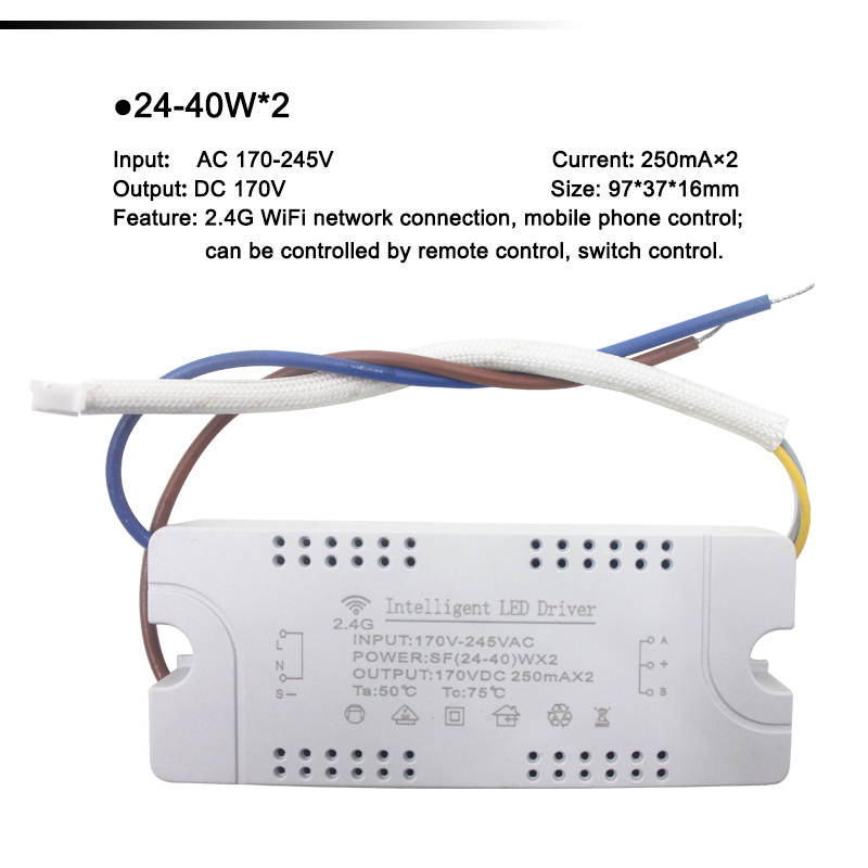 2.4G WIFI sécurité plastique pilote 15-24W connexion Bluetooth éclairage transformateur de puissance AC100-240VLED plafonnier