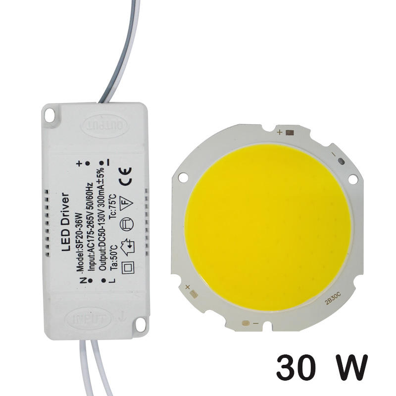 LED-COB-Lampenperle, 10 W-30 W, Lichtquellenchip + LED-Treiber, Netzteil, kalt/warm/natürliches Weiß für DIY-LED-Spotlicht