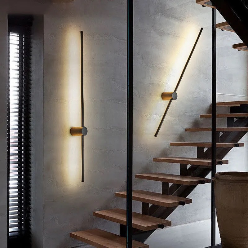 Nordic Slaapkamer Nachtkastje Wandlamp Creatiev Klok Lange Trap Gang Gangpad Woonkamer Achtergrond Wall Art Lampe Cafe Hotel