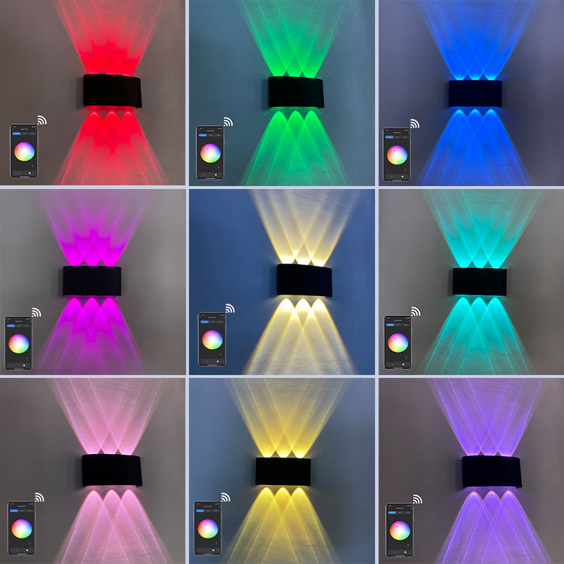 RGBW APP-Steuerung Bogenförmige wasserdichte Auf- und Ab-LED-Smart-Wandleuchte für den Außenbereich Aluminium Moderne Wandleuchte Beleuchtung Wandleuchte