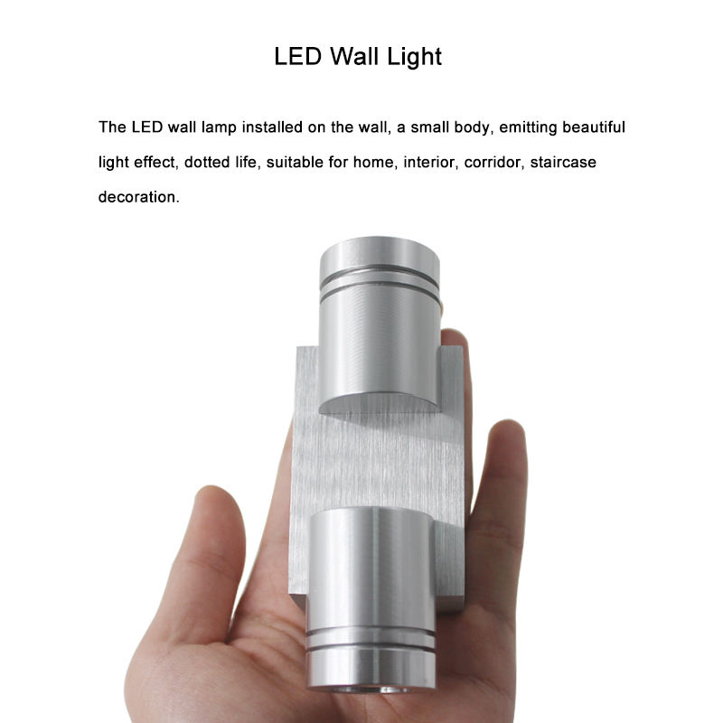 2x1W AC85-265V luces de pared LED modernas de aluminio lámpara de pared aplique de luz de espejo para decoración de pared interior o iluminación