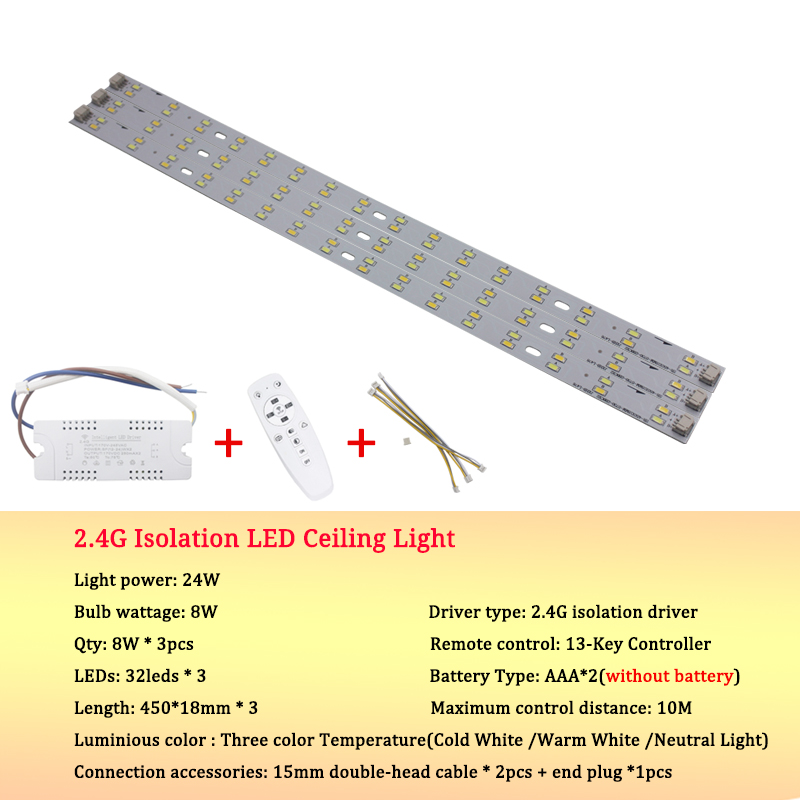 24W dimmable LED plafonnier lumineux tricolore ajuster 5730SMD source de lumière éclairage infrarouge contrôle chambre downlight