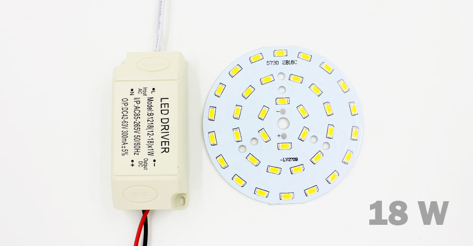 3W 5W 7W 9W 12W 15W 18W 24W SMD5730 Leuchtdiodenchip + Kunststoffgehäuse LED-Treiber-Netzteil für LED-Deckenleuchte