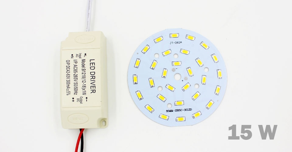 3W 5W 7W 9W 12W 15W 18W 24W SMD5730 Leuchtdiodenchip + Kunststoffgehäuse LED-Treiber-Netzteil für LED-Deckenleuchte