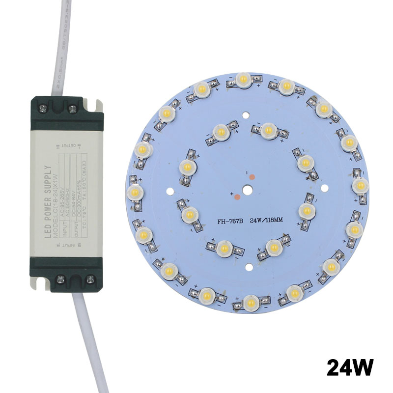 Conductor plástico de la fuente de alimentación de la cáscara del panel LED del tablero del microprocesador del poder más elevado de la estrella de la luz del punto del bulbo de 24W LED