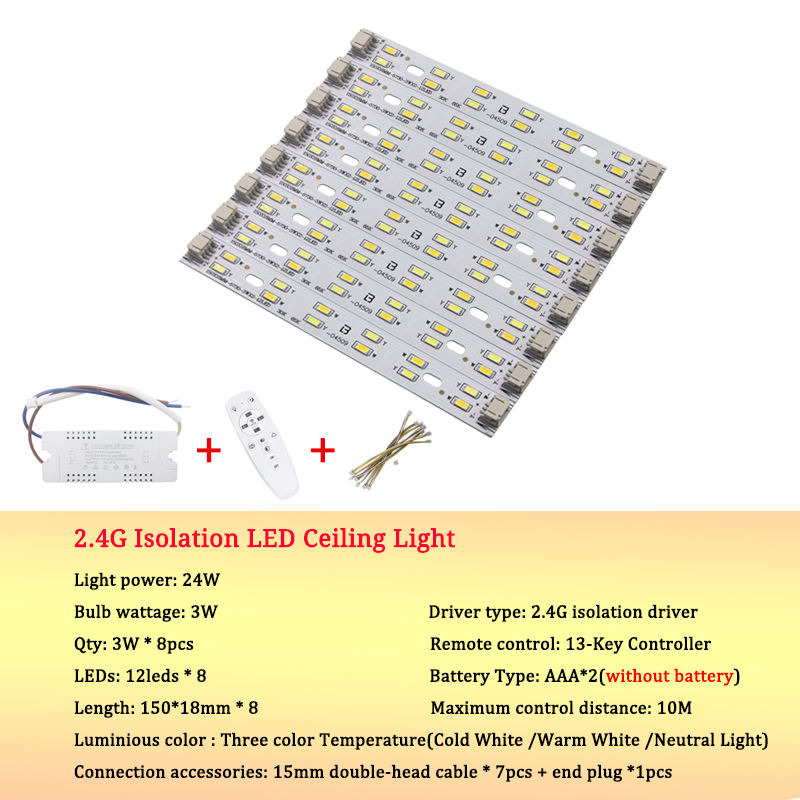24W dimmable LED plafonnier lumineux tricolore ajuster 5730SMD source de lumière éclairage infrarouge contrôle chambre downlight