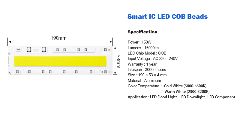 LED COB Licht Chip 30W 50W 70W 100W 150W LED Birne Chip 220V Eingang Smart IC LED Treiber für DIY LED Flutlicht