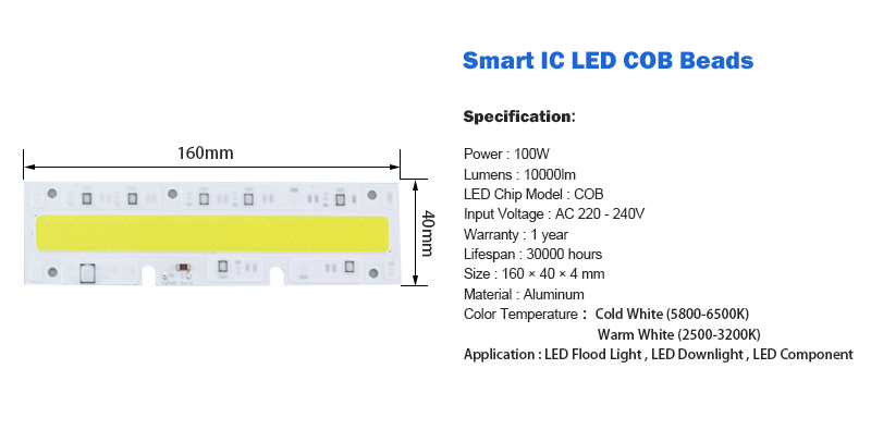 LED COB Licht Chip 30W 50W 70W 100W 150W LED Birne Chip 220V Eingang Smart IC LED Treiber für DIY LED Flutlicht
