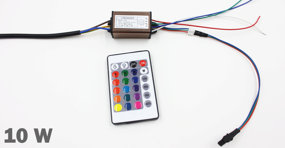Controlador LED de 10-100W, fuente de alimentación de AC85-265V DC25-38V, transformadores Led impermeables IP66 + mando a distancia RGB para luz Led DIY