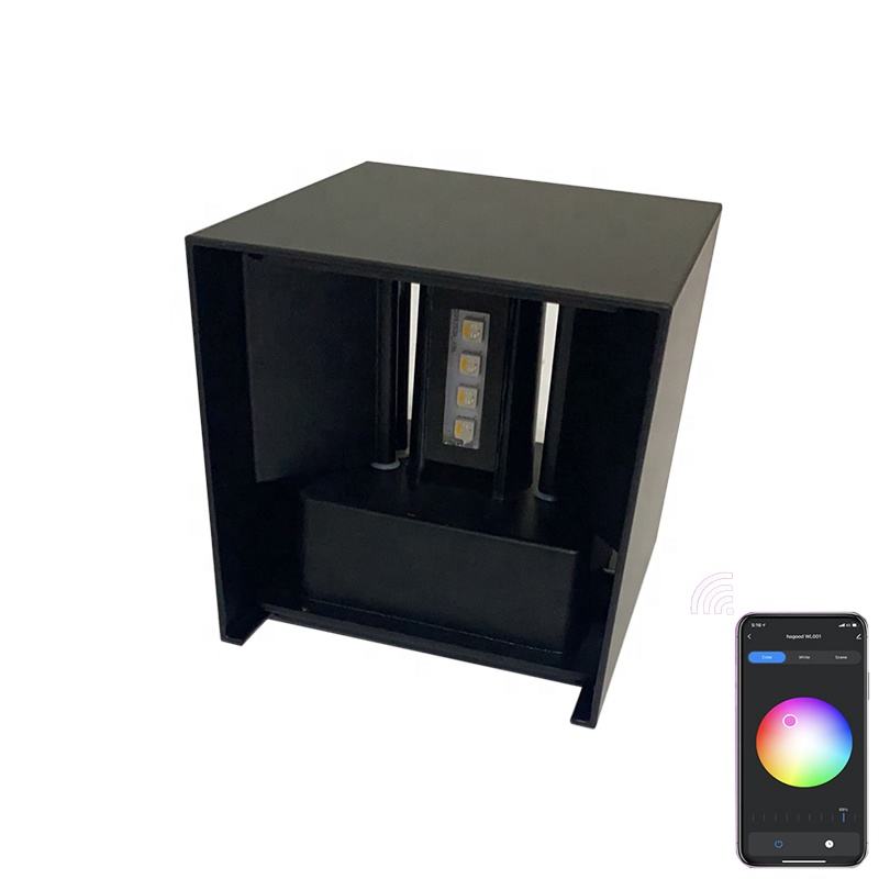 9W wasserdichte Wandlamp HG Wandmontierte LED-Wandleuchte RGB-Nachttischfarbe Wifi Ändern von Google Assistant und Amazon Alexa