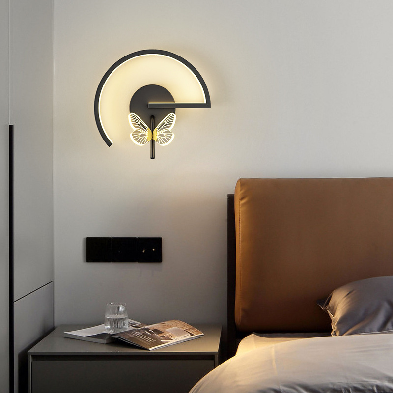 Schmetterling Wand Lampe Luxus Schlafzimmer Nacht Moderne Minimalistischen Wohnzimmer Hintergrund Nordic Kreative Gang Korridor TV Innen
