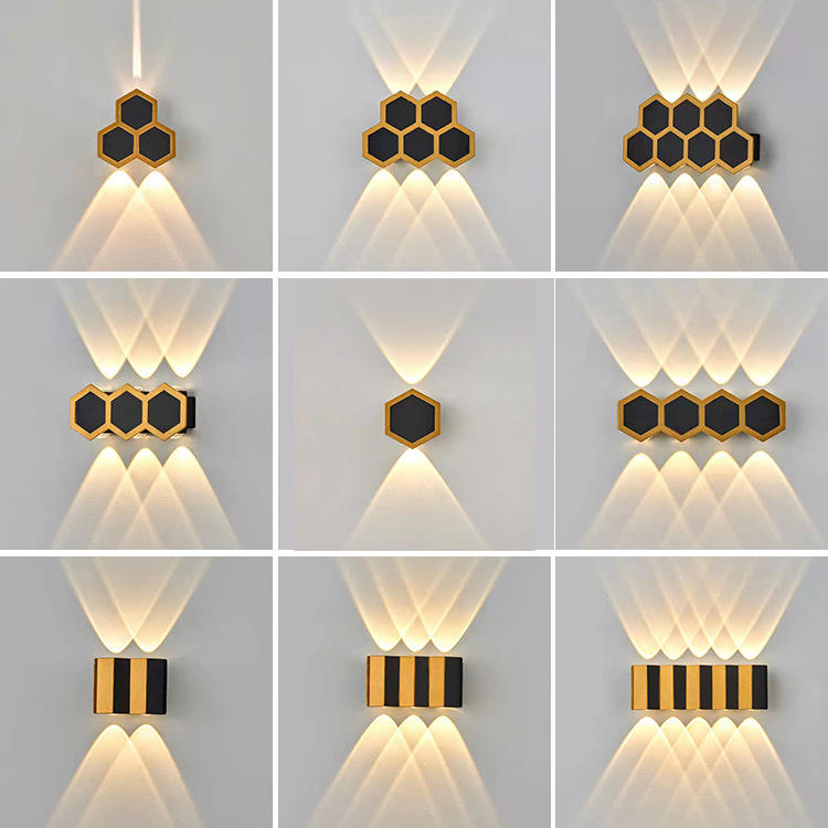 4W 6W 8W 10W LED-Wandleuchte, rechteckig, goldfarben, schwarz, nach oben und unten leuchtende Körperlampe, Beleuchtungsstil, moderne Wandleuchte