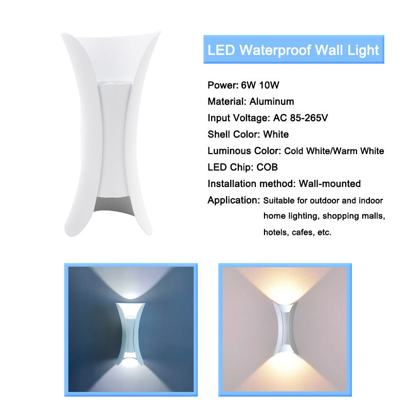 10W große Taillenwandleuchte Moderne Mode Outdoor-LED-Wandleuchte IP65 wasserdichte Wandleuchte für Garten- und Hofdekoration