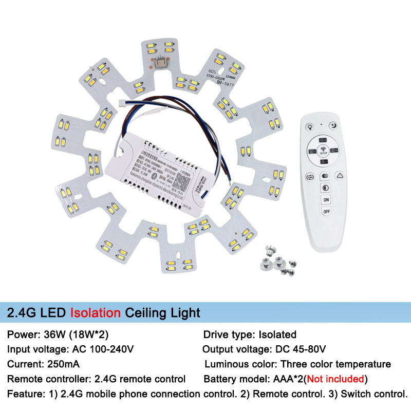 Lustre de plafond intelligent 2.4G LED 5730 Surface de source lumineuse de remplacement de puce SMD avec télécommande pour la cuisine du salon