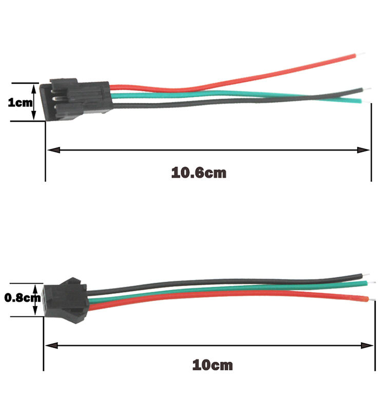 JST SM 3 Pins/Kopf Stecker auf Buchse Stecker/Draht-Schnellverbinder für WS2812B RGB-LED-Streifen