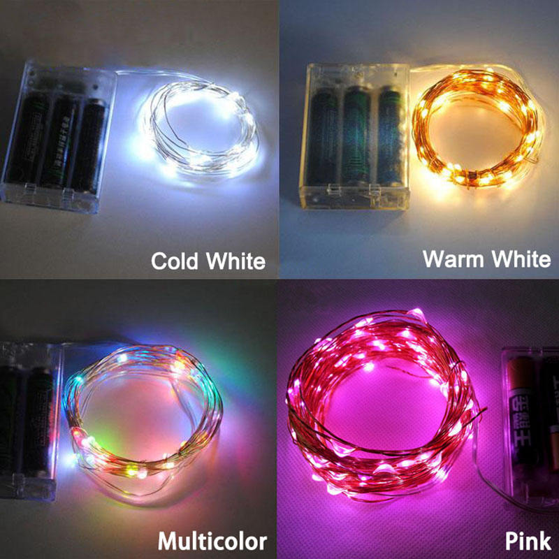 2 m LED-Girlande, Kupferdraht-Lichterkette mit Lichterkette für Outdoor-Girlanden-Party-Lichter und Neujahrs-Weihnachtsdekoration